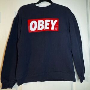 Obey Blue and Red Crewneck Sweater Bold Branding